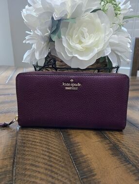 Kate Spade New York Large Continental  Plum Zip-Around Wallet